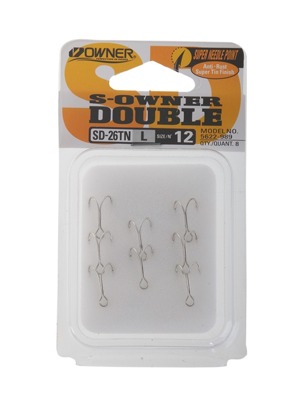 Owner SD-26 Tinned Trout Double Hooks 12 Qty 8