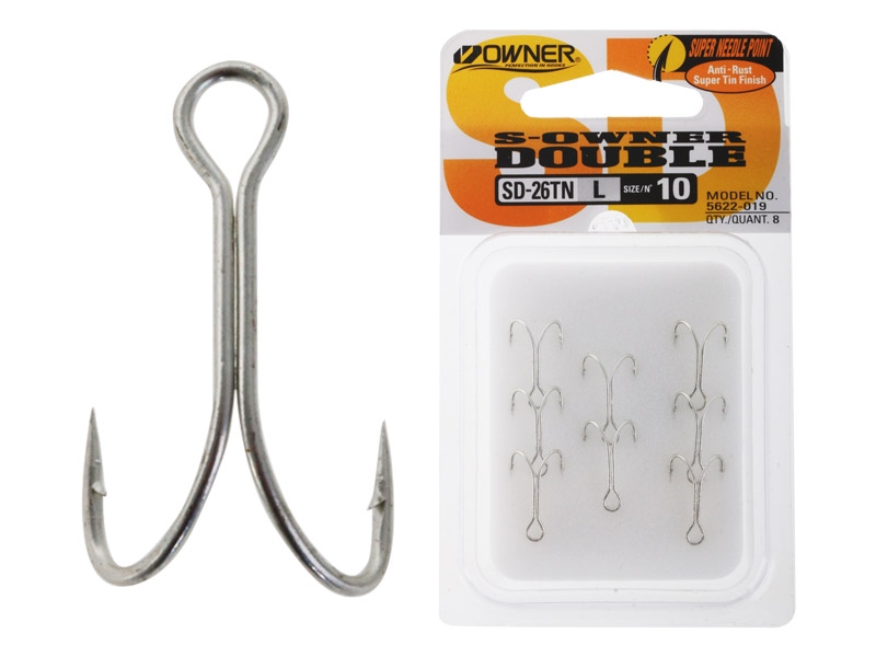 Owner SD-26 Tinned Trout Double Hooks Size 10 Qty 8