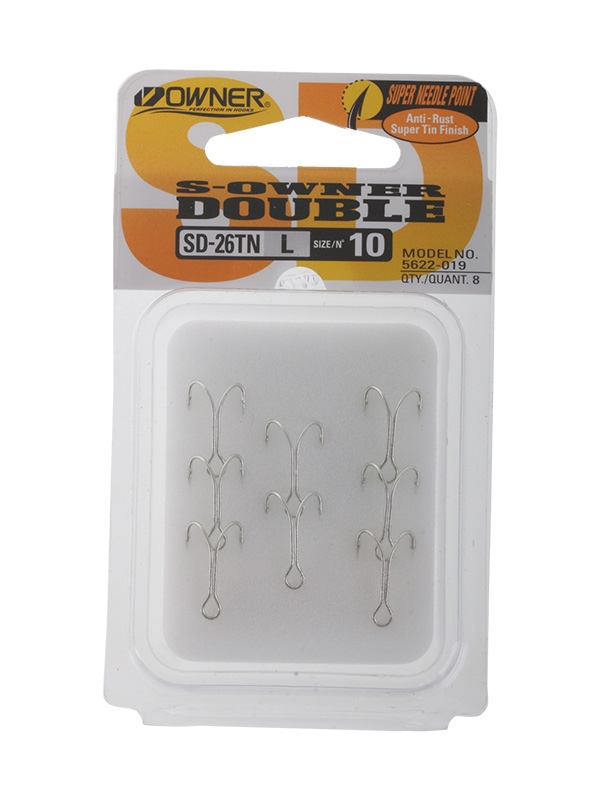 Owner SD-26 Tinned Trout Double Hooks Size 10 Qty 8