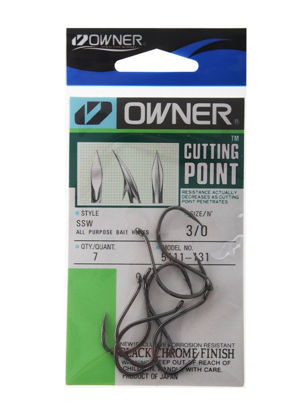 Owner SSW Cutting Point Octopus Bait Hooks 3/0 Qty 7