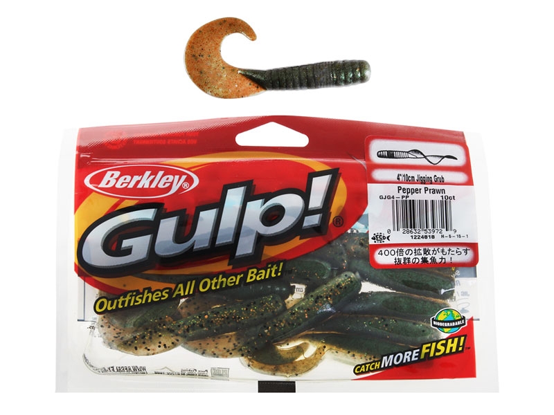 Berkley Gulp 4'' Jigging Grub Soft Bait Pepper Prawn