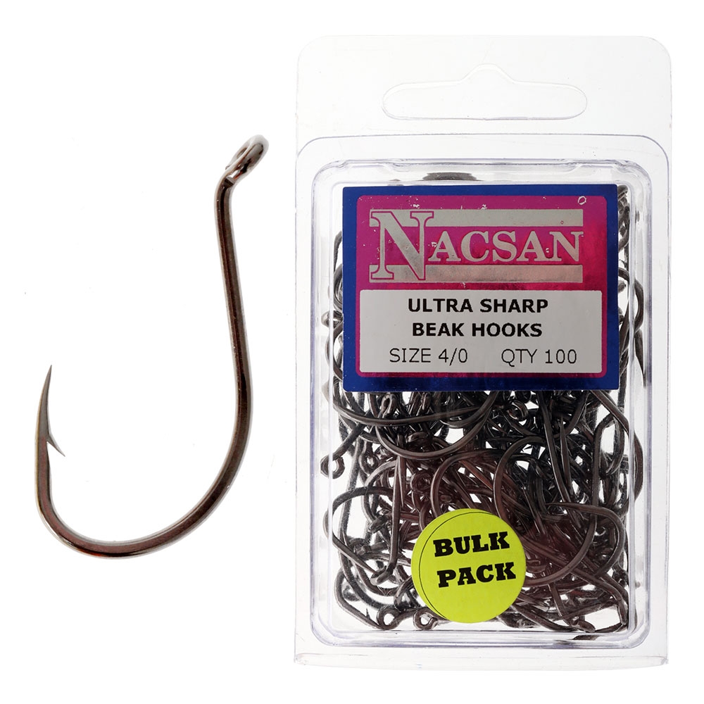 Nacsan Ultra Sharp Beak Hooks Size 4/0 Qty 100