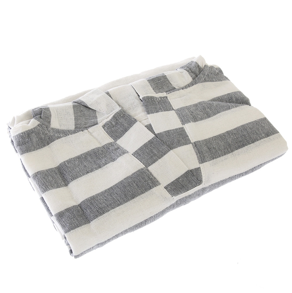 Black Shag Hand-loomed Cotton Beach Fouta Poncho - Grey