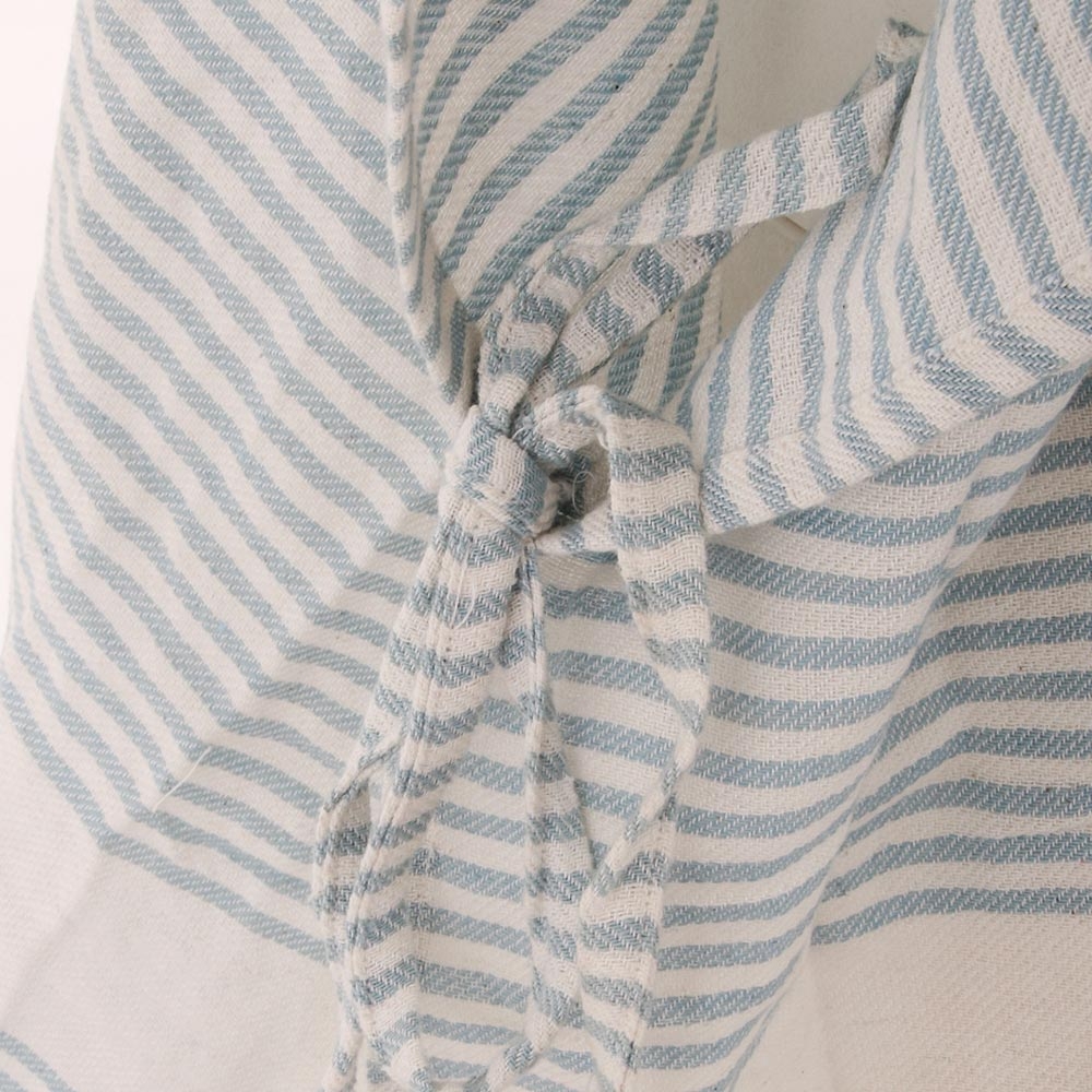 Black Shag Hand-loomed Cotton Beach Fouta Poncho - Blue