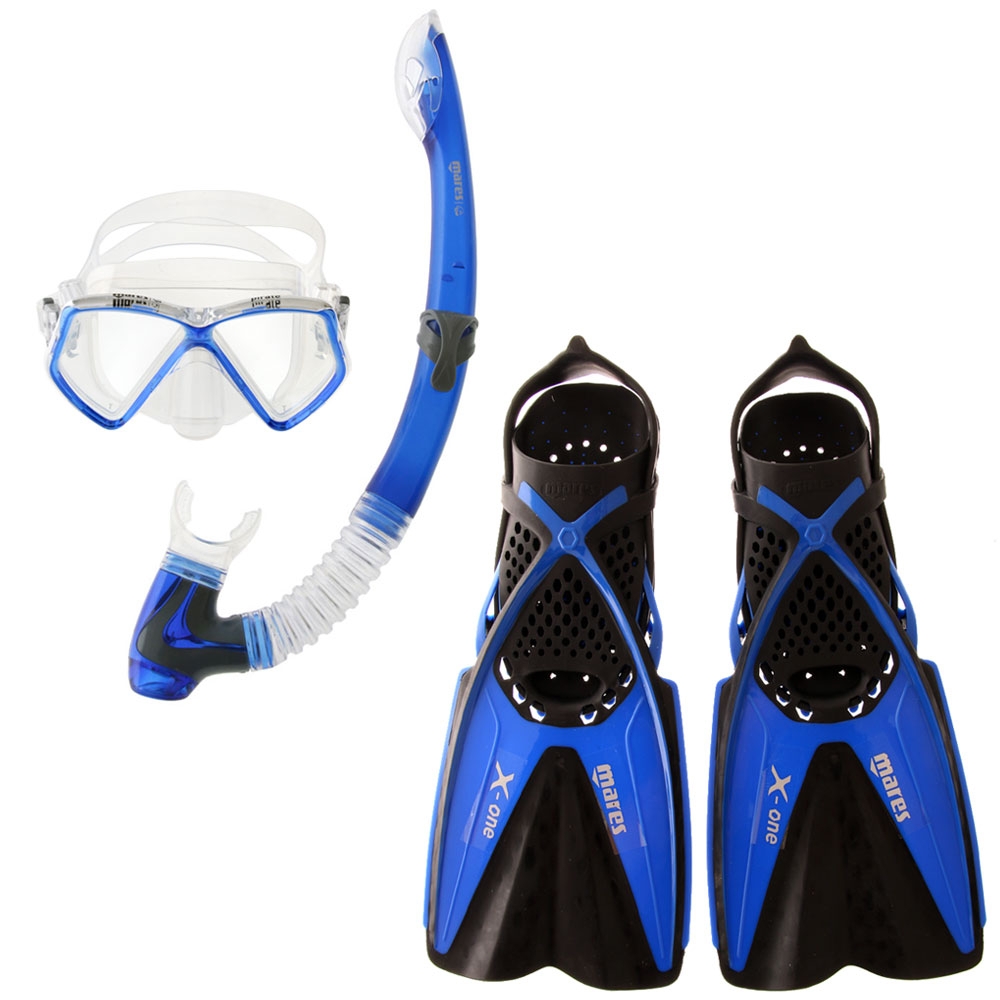 Mares X-One Pirate Junior Dive Mask Snorkel and Fins Set Blue XS