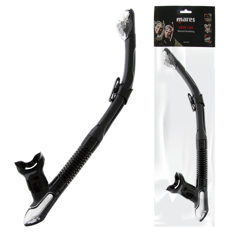 Mares Ergo Dry Top Dive Snorkel Black/Black