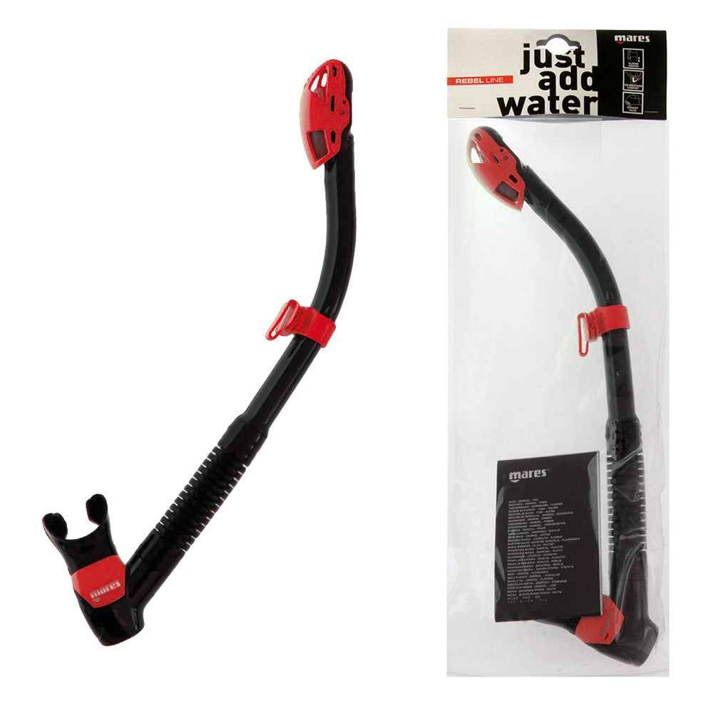 Mares Rebel Dry Top Dive Snorkel Black/Red Mares Rebel Dry Top Dive Snorkel Black/Red
