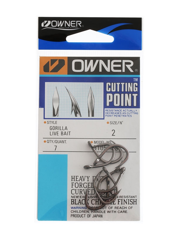Owner Gorilla Livebait Hooks Size 2 Qty 7