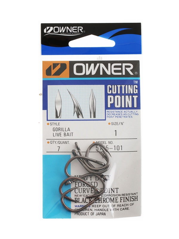 Owner Gorilla Livebait Hooks Size 1 Qty 7