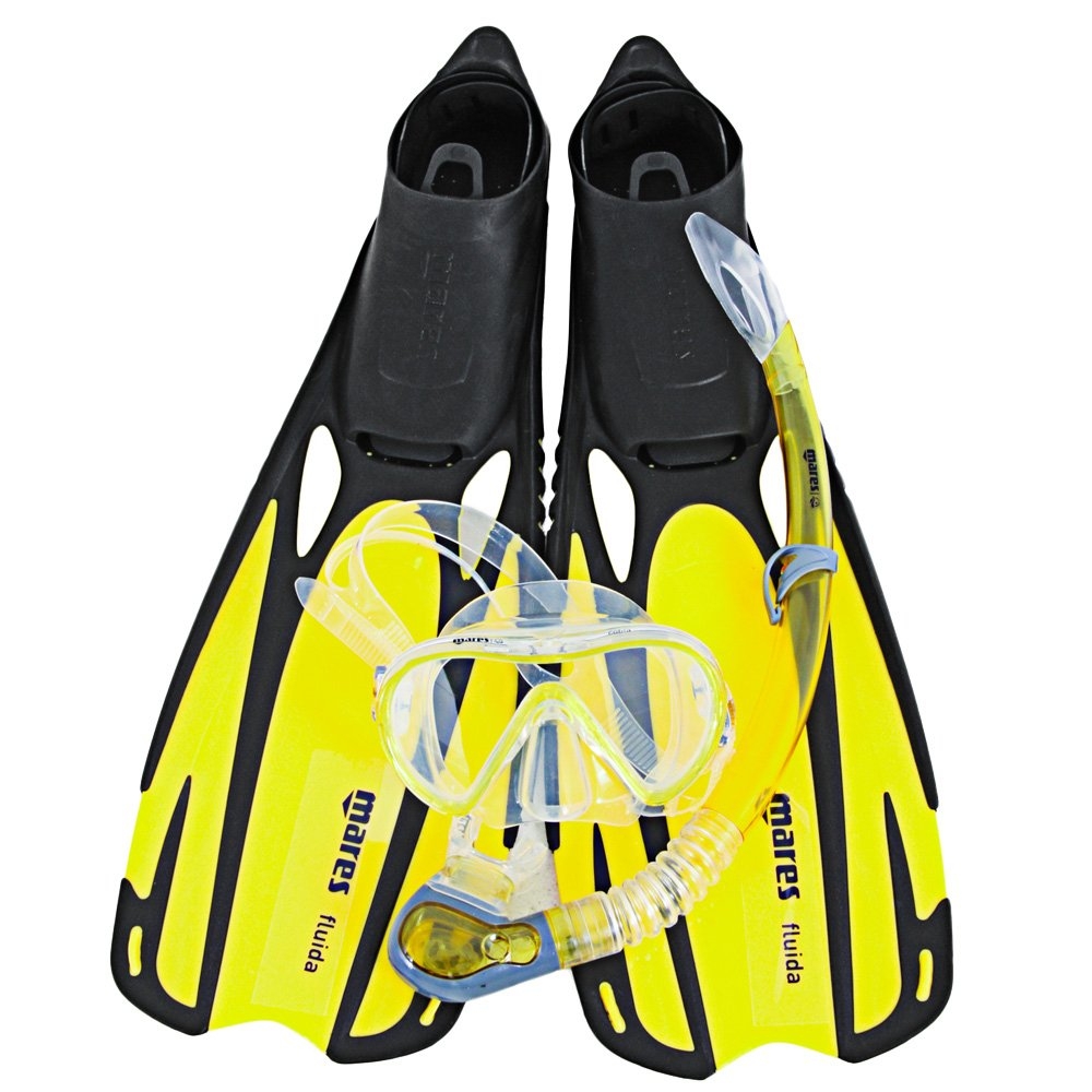 Mares Cobia and Fluida Adult Dive Mask Snorkel and Fins Set