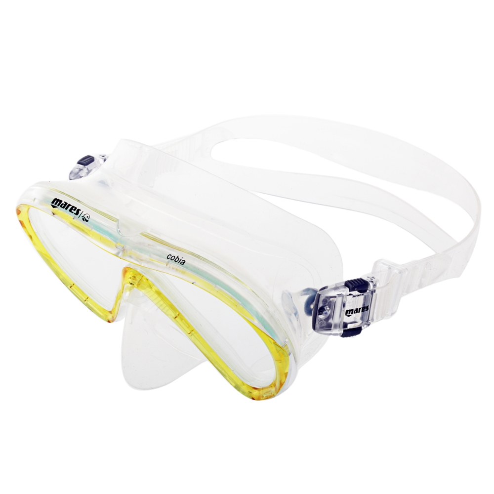 Mares Cobia and Fluida Adult Dive Mask Snorkel and Fins Set Yellow