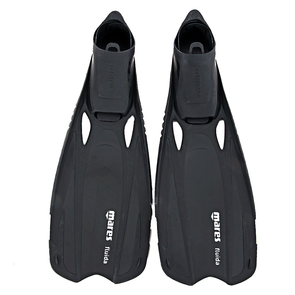 Mares Cobia and Fluida Adult Dive Mask Snorkel and Fins Set Black