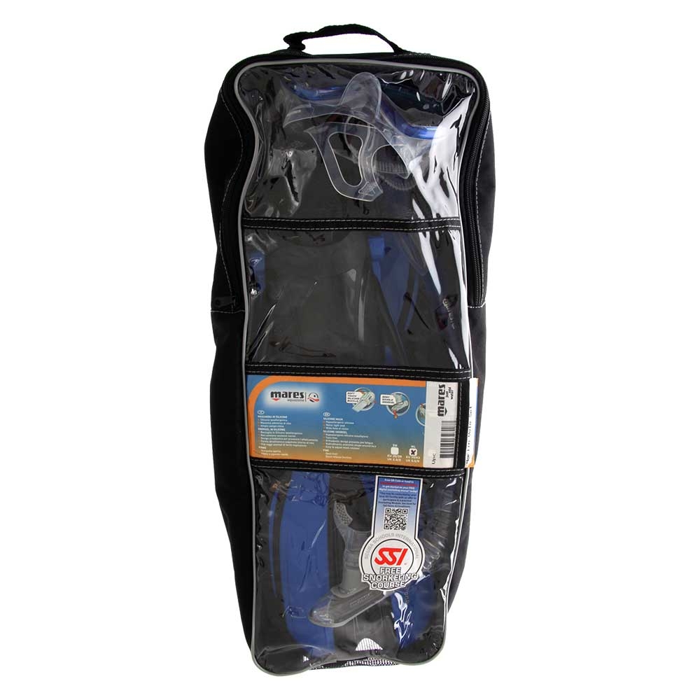 Mares Marlin and Volo Adult Dive Mask Snorkel and Fins Set Blue M/L