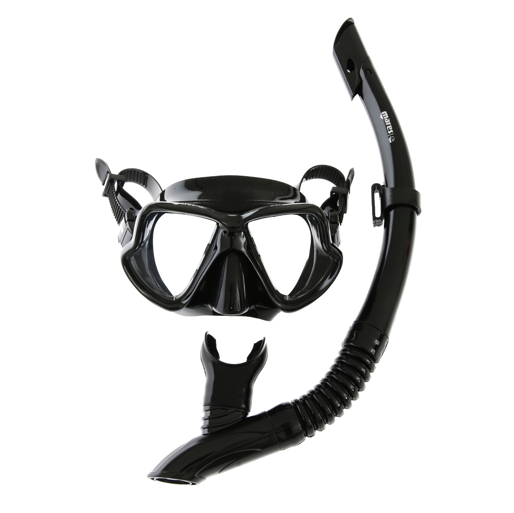 Mares Wahoo Adult Dive Mask and Snorkel Set Black