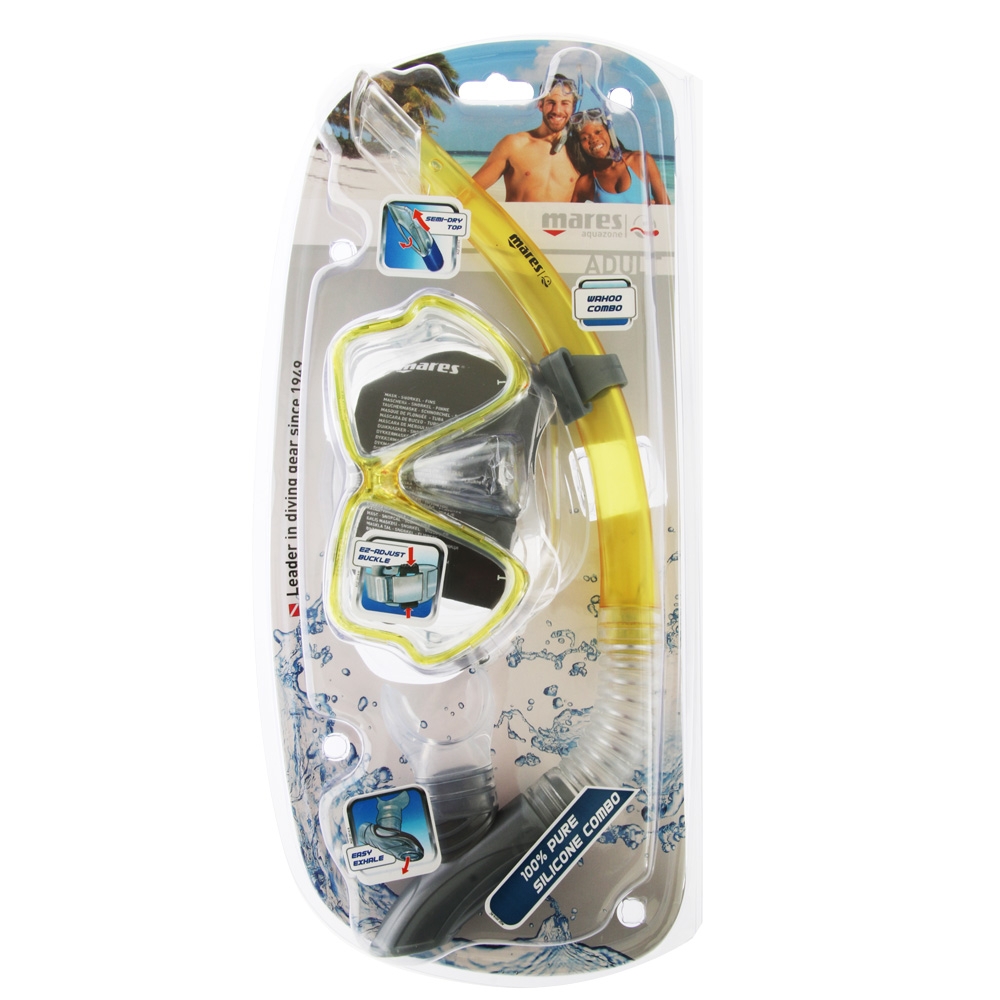 Mares Wahoo Adult Dive Mask and Snorkel Set Yellow/Clear