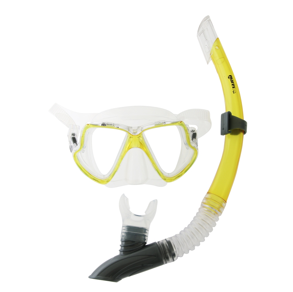 Mares Wahoo Adult Dive Mask and Snorkel Set Yellow/Clear