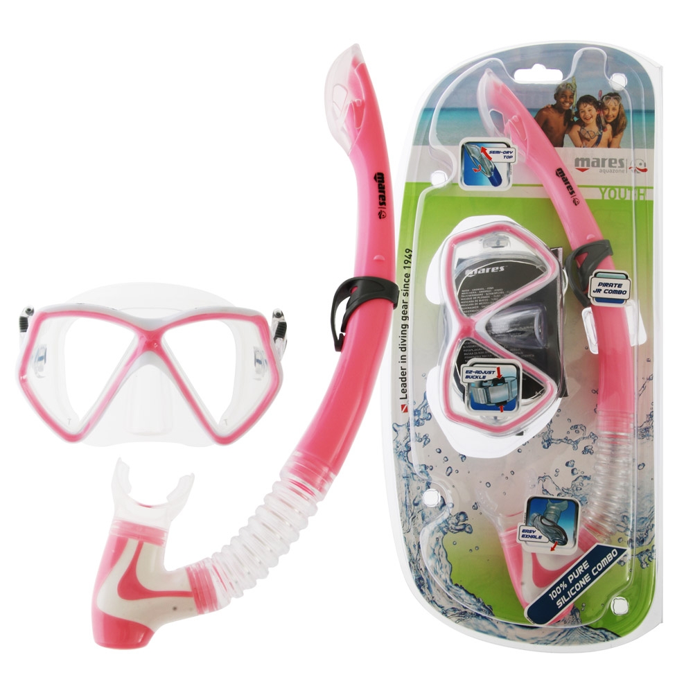 Mares Pirate Junior Dive Mask and Snorkel Set Pink/White/Clear