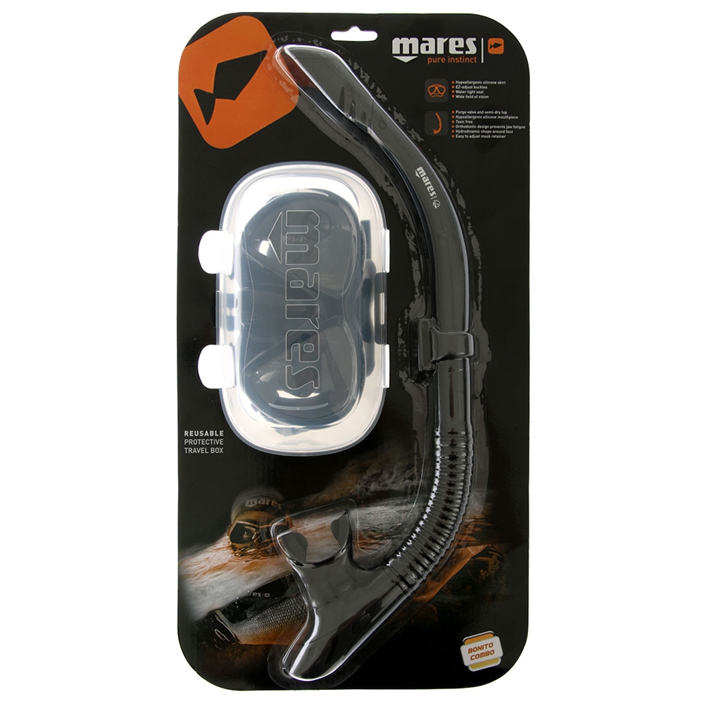 Mares Bonito SF Adult Dive Mask and Snorkel Set Black