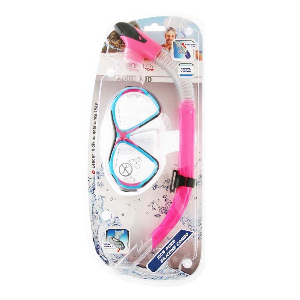 Mares Pearl Adult Dive Mask and Snorkel Set Pink/Clear