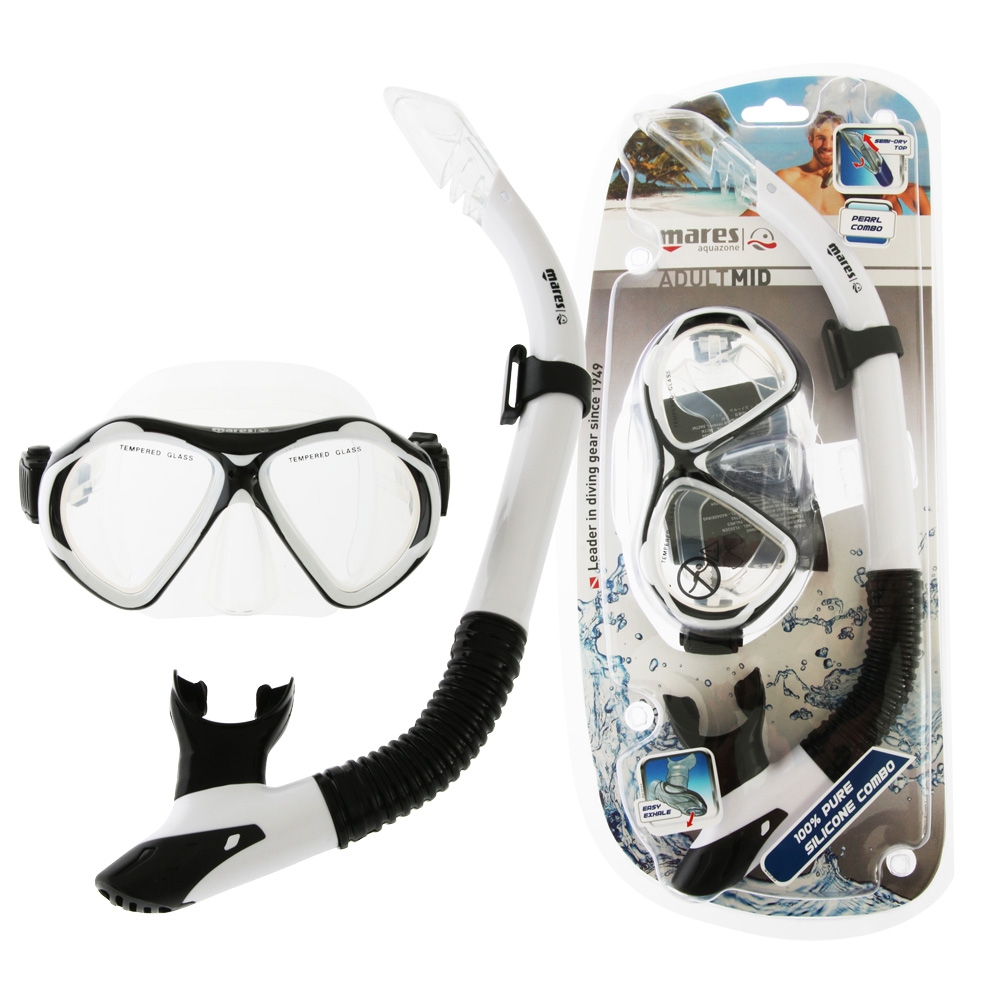 Mares Pearl Adult Dive Mask and Snorkel Set White/Clear