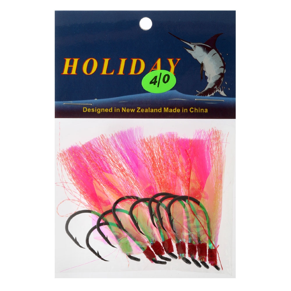 Holiday Flasher Beak Hooks 4/0 Qty 8 Pink