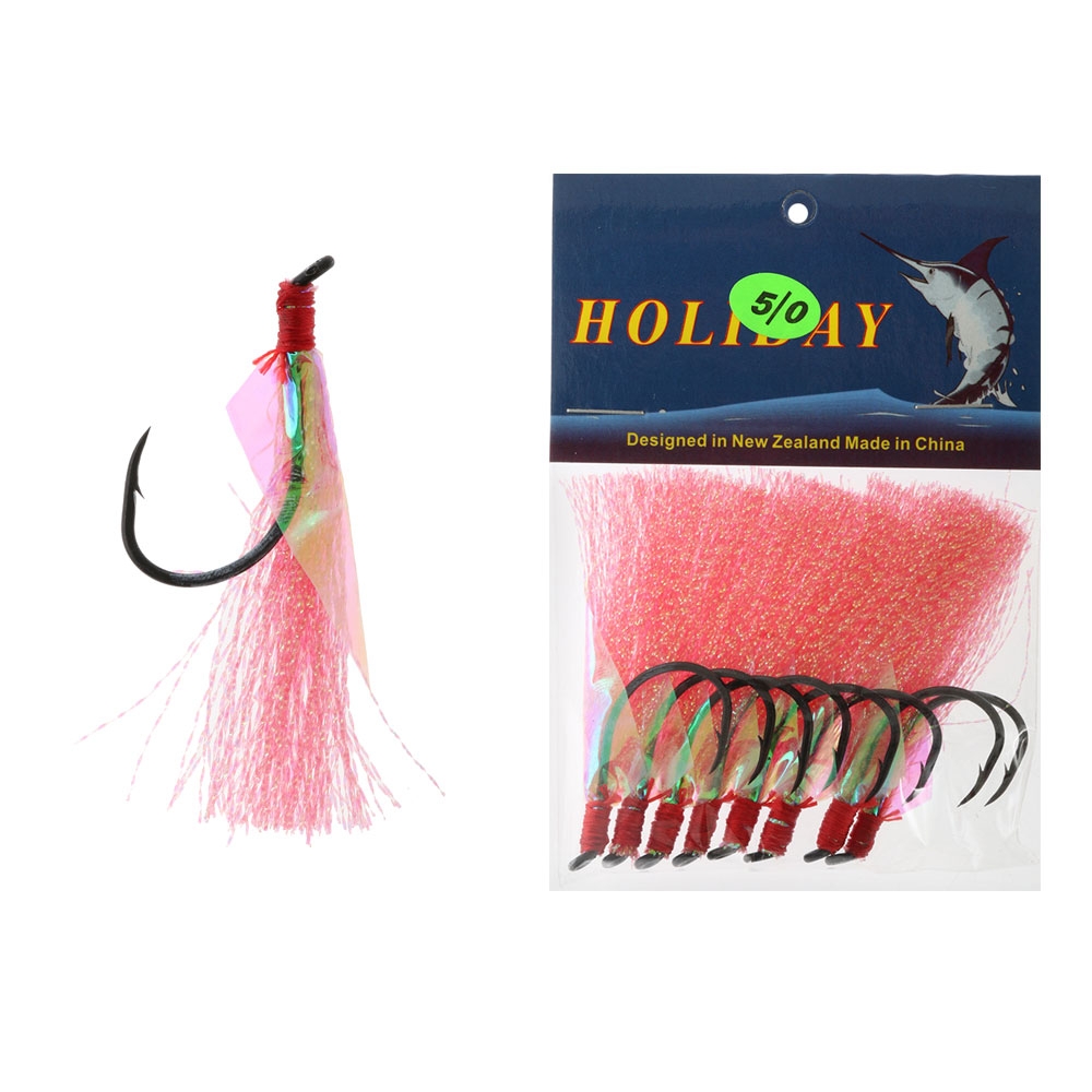 Holiday Flasher Beak Hooks 5/0 Qty 8 Light Pink