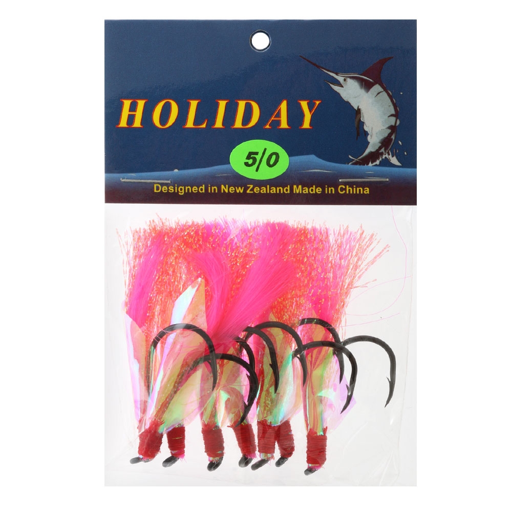 Holiday Flasher Beak Hooks 5/0 Qty 8 Pink