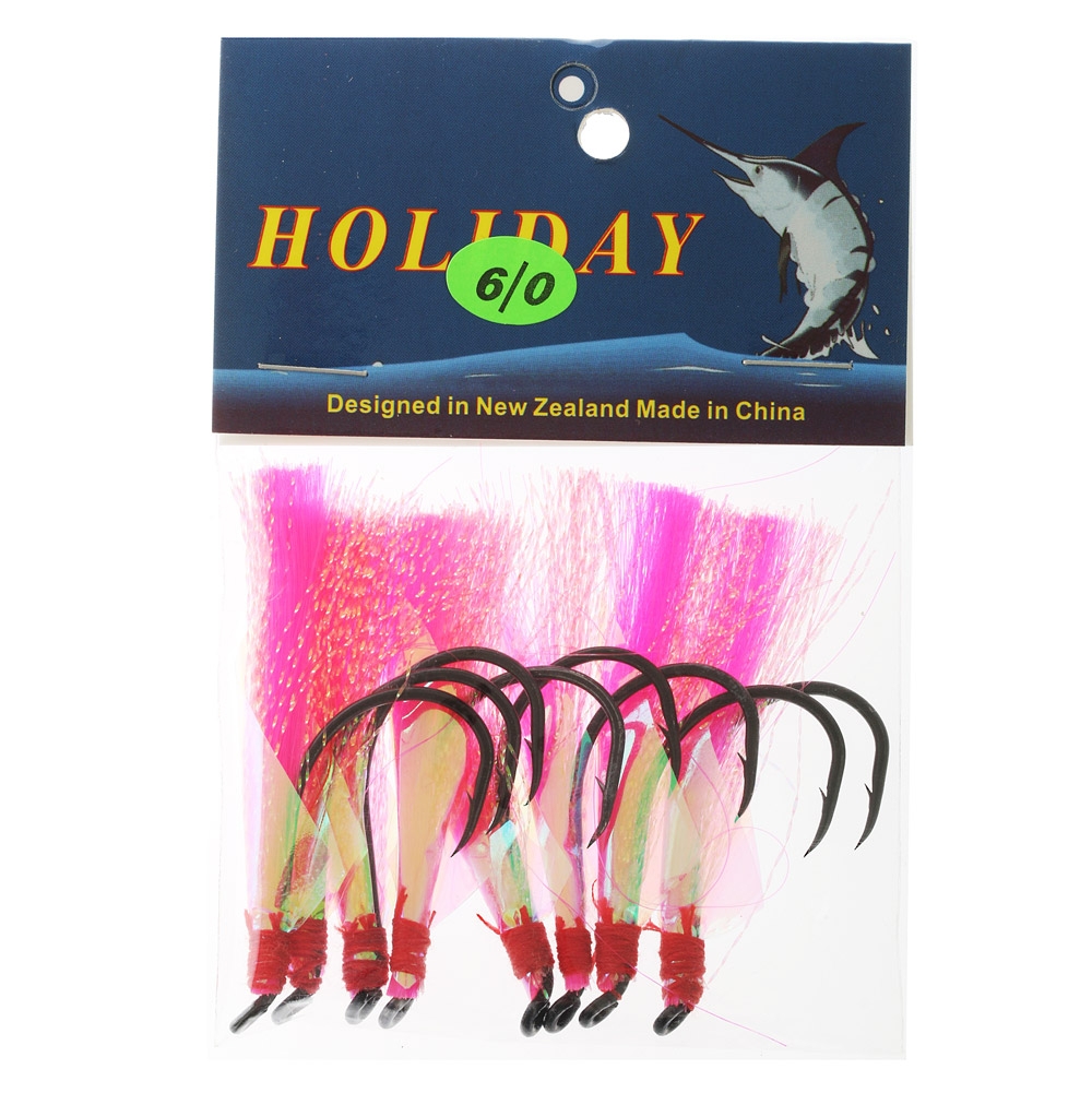Holiday Flasher Beak Hooks 6/0 Pink Qty 8