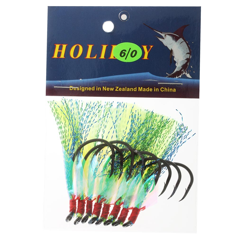 Holiday Flasher Beak Hooks 6/0 Green Qty 8
