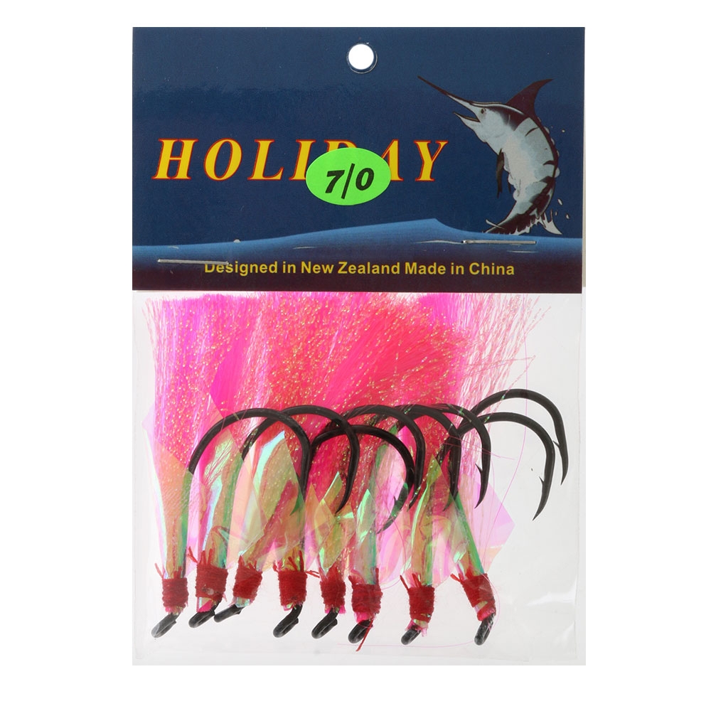 Holiday Flasher Beak Hooks 7/0 Pink Qty 8