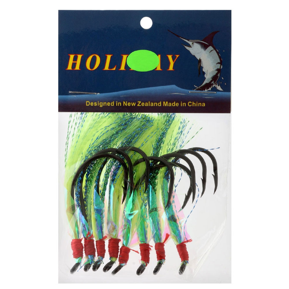 Holiday Flasher Beak Hooks 4/0 Green Qty 8