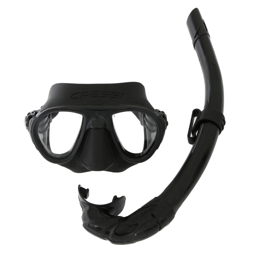 Cressi Calibro Corsica Adult Dive Mask and Snorkel Set Black