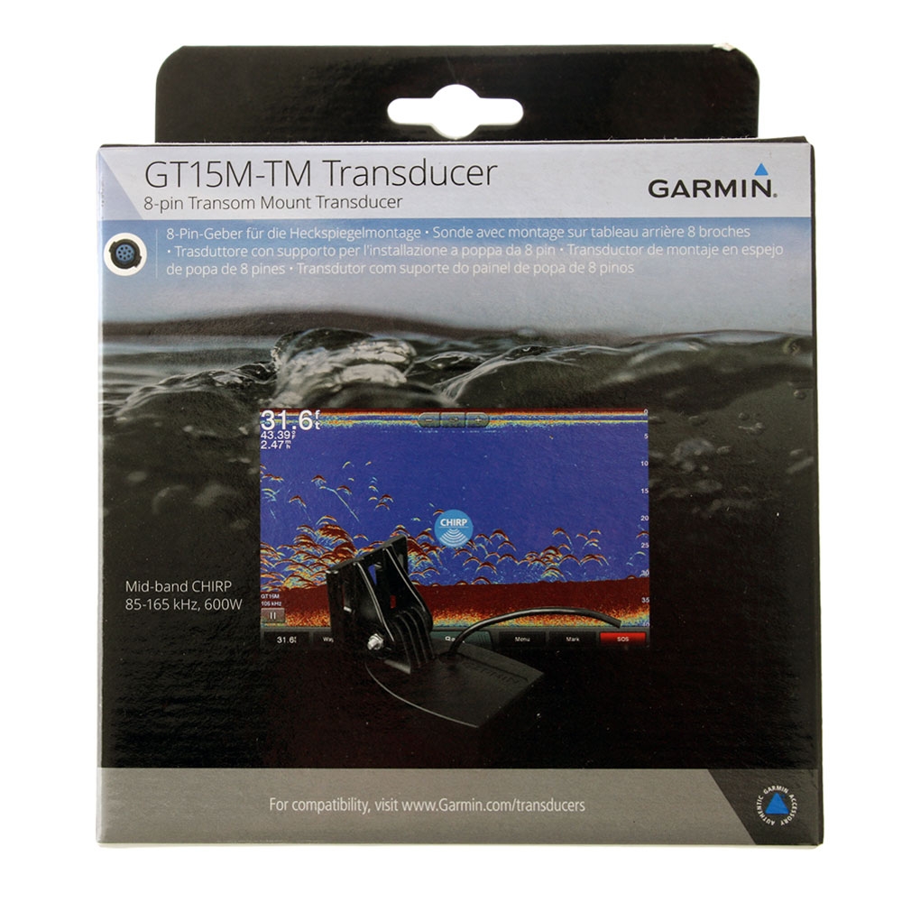 Garmin GT15M-TM Transom Mount Transducer CHIRP Mid-Band 85/165kHz