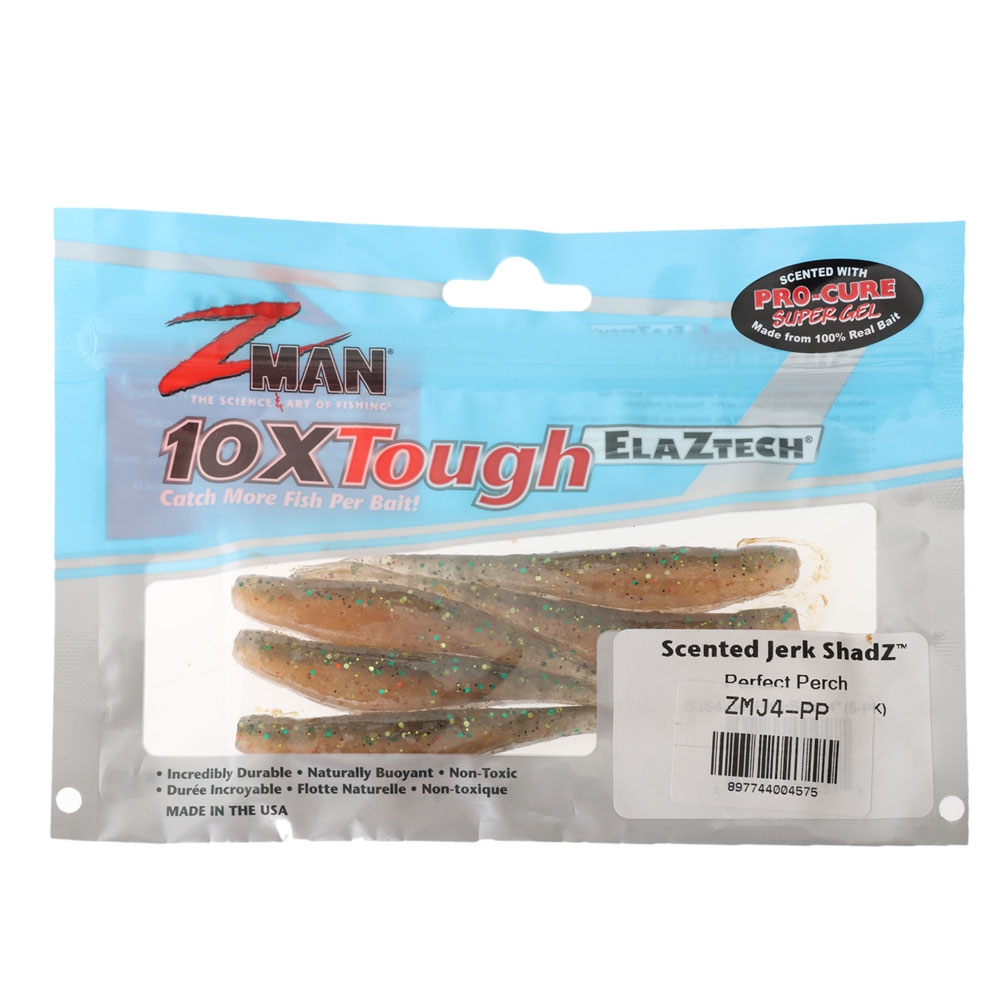 Z-Man Jerk ShadZ Scented Soft Bait 10cm Perfect Perch Qty 5