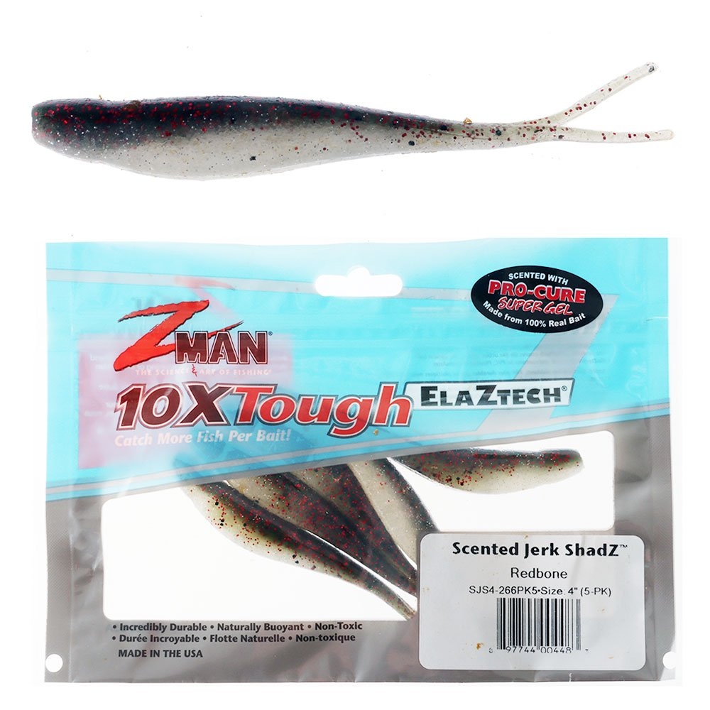Z-Man Jerk ShadZ Scented Soft Bait 10cm Redbone Qty 5