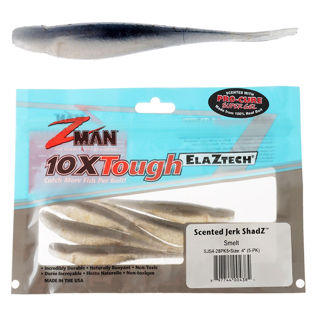 Z-Man Jerk ShadZ Scented Soft Bait 10cm Smelt Qty 5