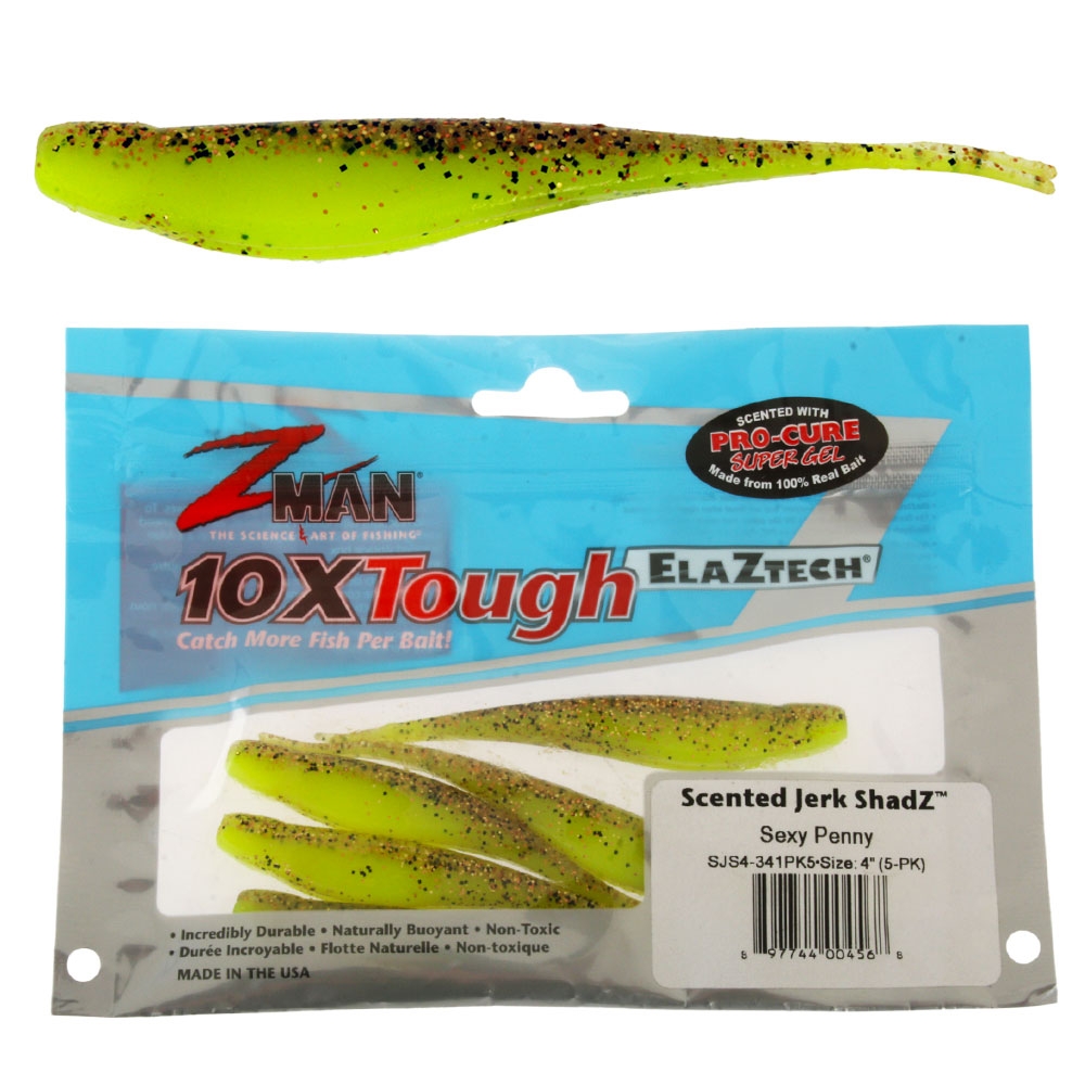 Z-Man Jerk ShadZ Scented Soft Bait 10cm Sexy Penny Qty 5