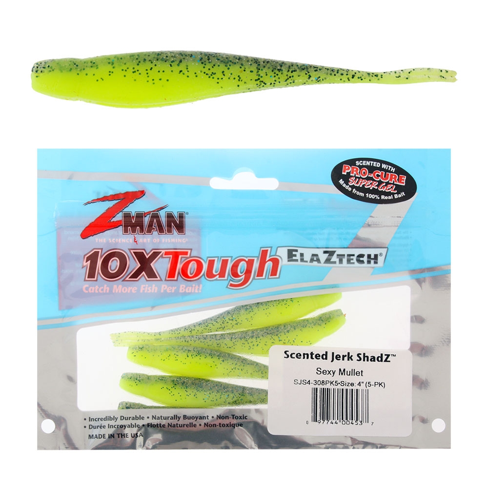 Z-Man Jerk ShadZ Scented Soft Bait 10cm Sexy Mullet Qty 5