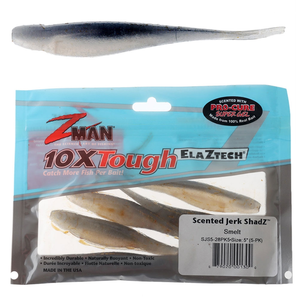 Z-Man Jerk ShadZ Scented Soft Bait 5in / 12.7cm Qty 5 Smelt