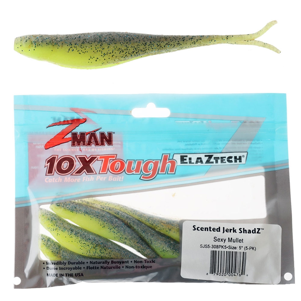 Z-Man Jerk ShadZ Scented Soft Bait 5in / 12.7cm Qty 5 Sexy Mullet