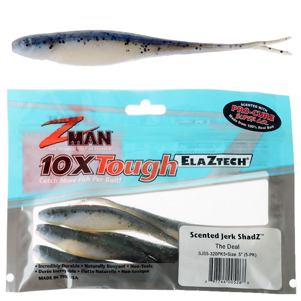Z-Man Jerk ShadZ Scented Soft Bait 5in / 12.7cm Qty 5 The Deal