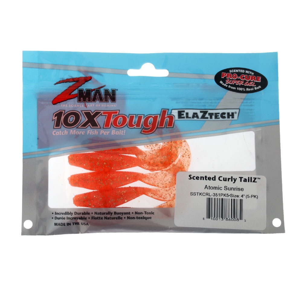 Z-Man Scented Curly TailZ Soft Bait 10cm Qty 5 Atomic Sunrise