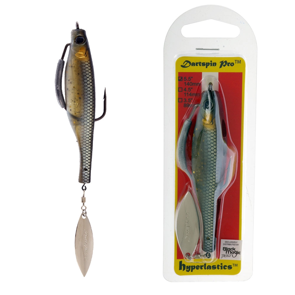 Black Magic Dartspin Pro Soft Lure 5.5in Black Shiner