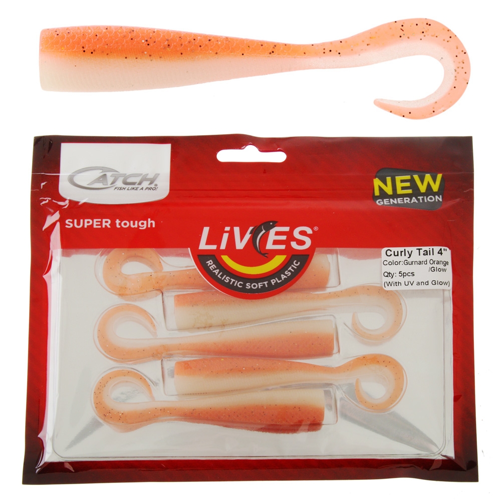 Catch Livies Soft Bait Curly Tail 10cm Gurnard Qty 5