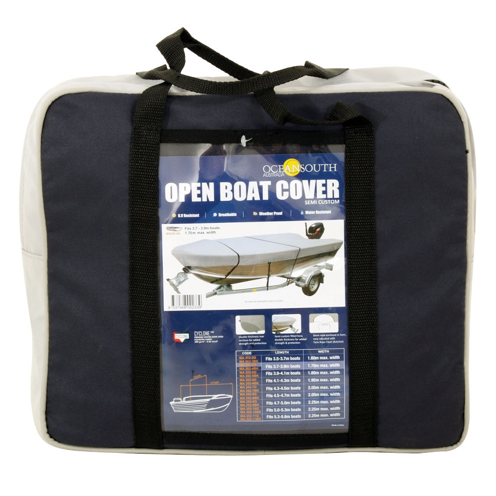 Oceansouth Open Boat Cover 3.7m - 3.9m - Grey