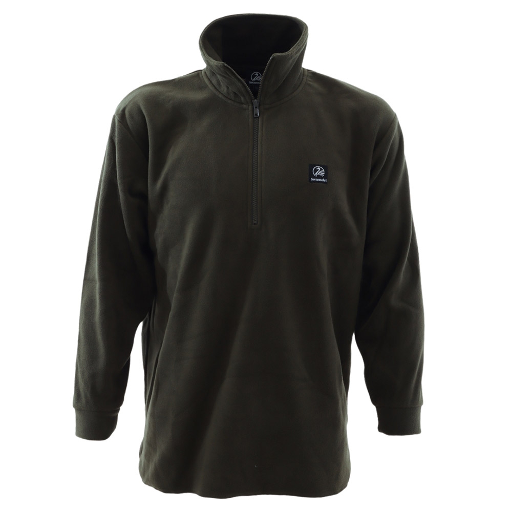 Swanndri Mens Motu Fleece Pullover Top Olive Large