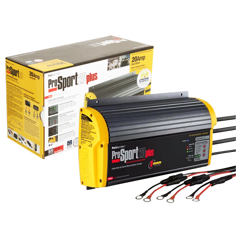 ProMariner ProSport 20 Plus PFC Gen3 3-Bank Marine Battery Charger 12/24/36V 20A