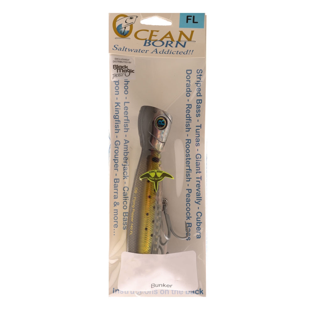 Black Magic Ocean Born Flying Popper Lure - Floating 140mm Bunker