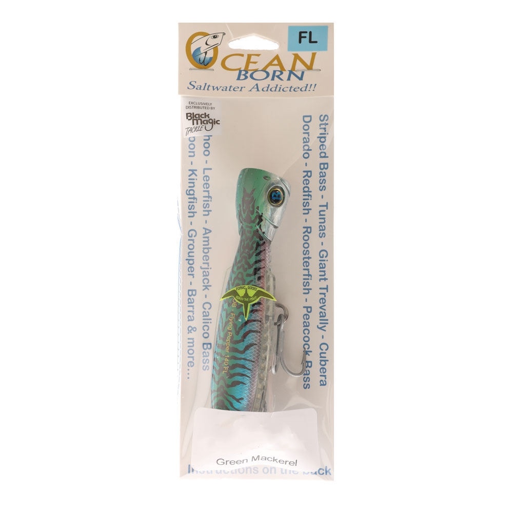 Black Magic Ocean Born Flying Popper Lure - Floating 140mm Green Mackerel