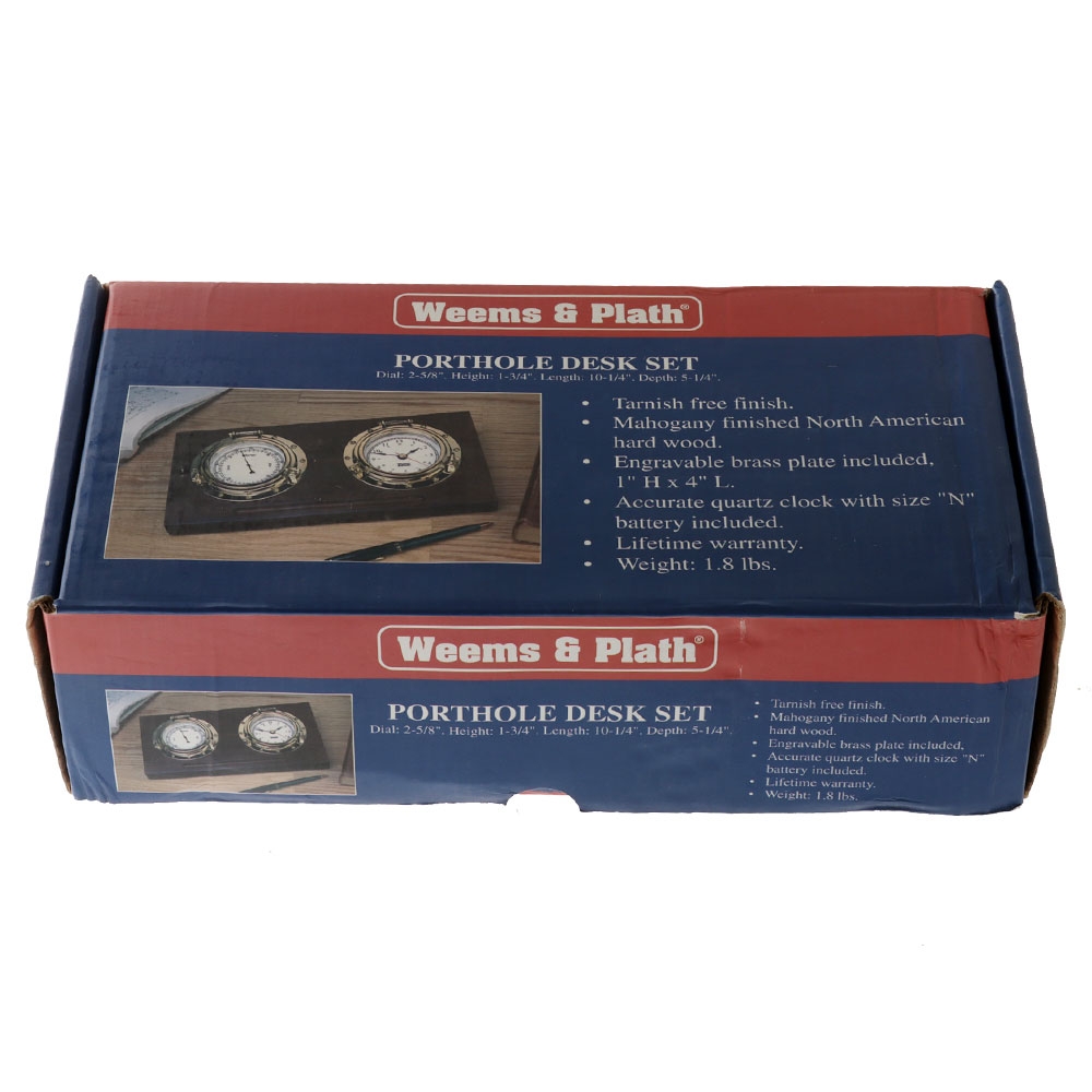 Weems & Plath Porthole Clock and Barometer Desk Set